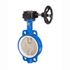 6" double half shaft PTFE valve seat chemical wafer butterfly valve with gear box