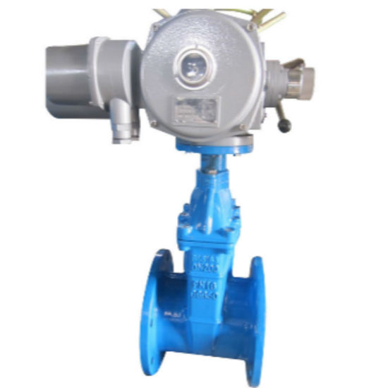 Pn16 Electric Actuator Operated Cast Iron Non-Rising Stem Resilient Seat Gate Valve