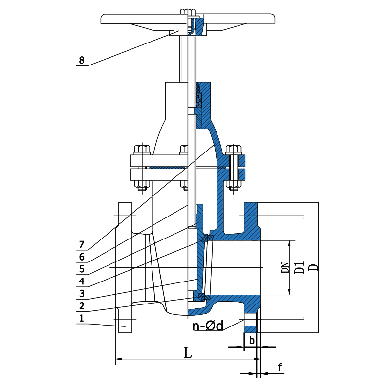 Non-Rising-Stem-Solid-Wedge-Gate-Valve-Drawing