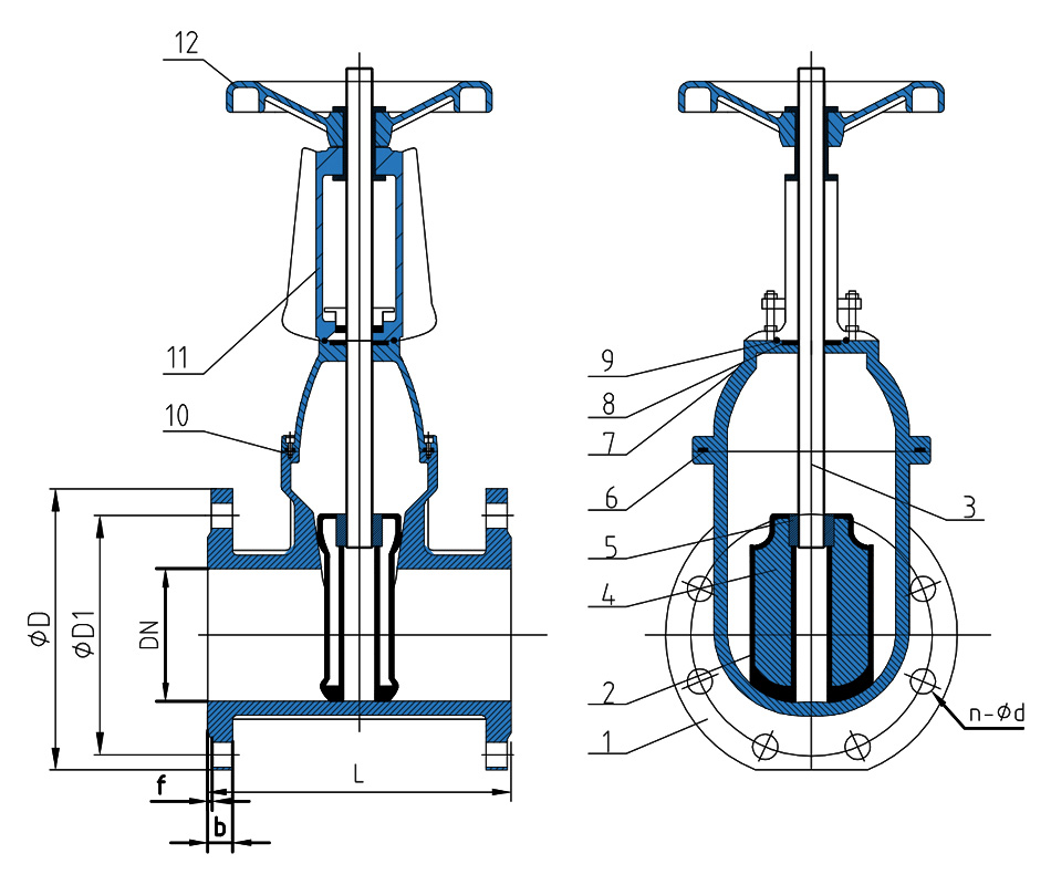 Rising-Stem-Resilient-Seated-Gate-Valve-drawing