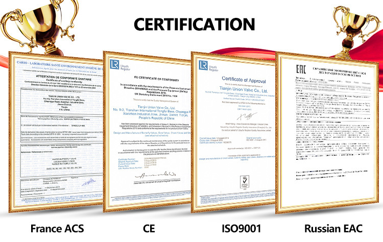 Valve supplier certificate